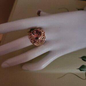 Timna Collection Salmon Quartz Copper Ring Size 9